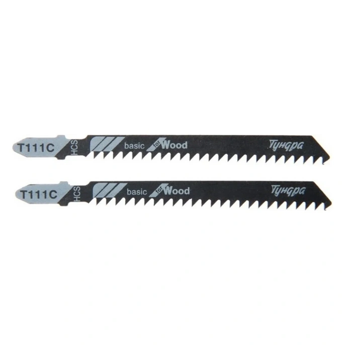 Пилки для лобзиков по дереву, прямой грубый рез, HCS, 75/100x3 мм, 2 шт ТУНДРА 7347464