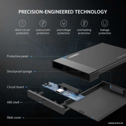 Внешний корпус для жесткого диска UGREEN US221 50743 USB-C 3.1 To 2.5'' SATA Hard Drive Enclosure. Цвет: черный (50743_)