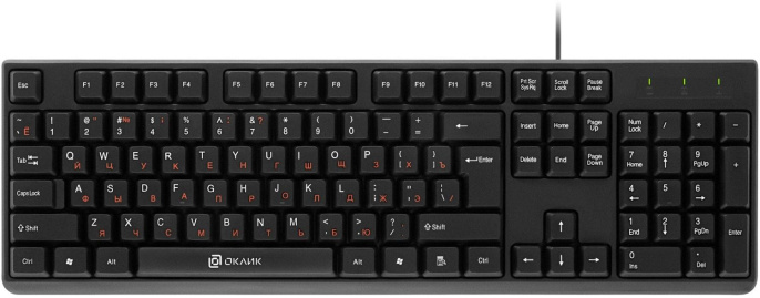 Клавиатура Oklick 100M HW3, проводная, USB, мембранная, черный [654570]