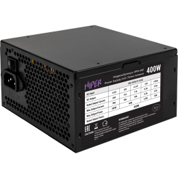 блок питания для ПК 400 Ватт/ PSU HIPER ECO HPN-400 ATX 2.31, 400W, noPFC, 120mm fan, Black , BOX