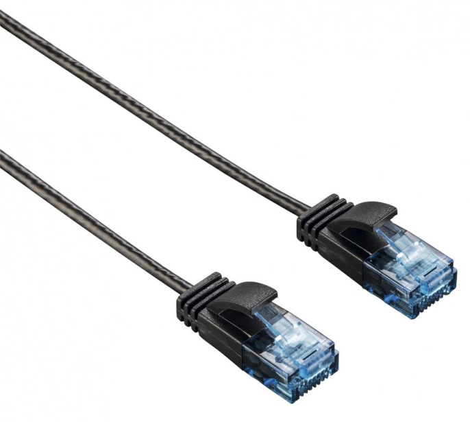 Патч-корд HAMA Slim-Flexible UTP, кат.6, 1.5м, 4 пары, многожильный, черный