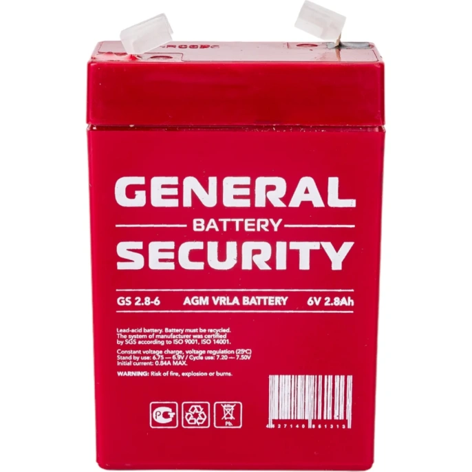 Аккумулятор для ИБП General Security GS2.8-6 6В, 2.8 Ач УТ-00001376