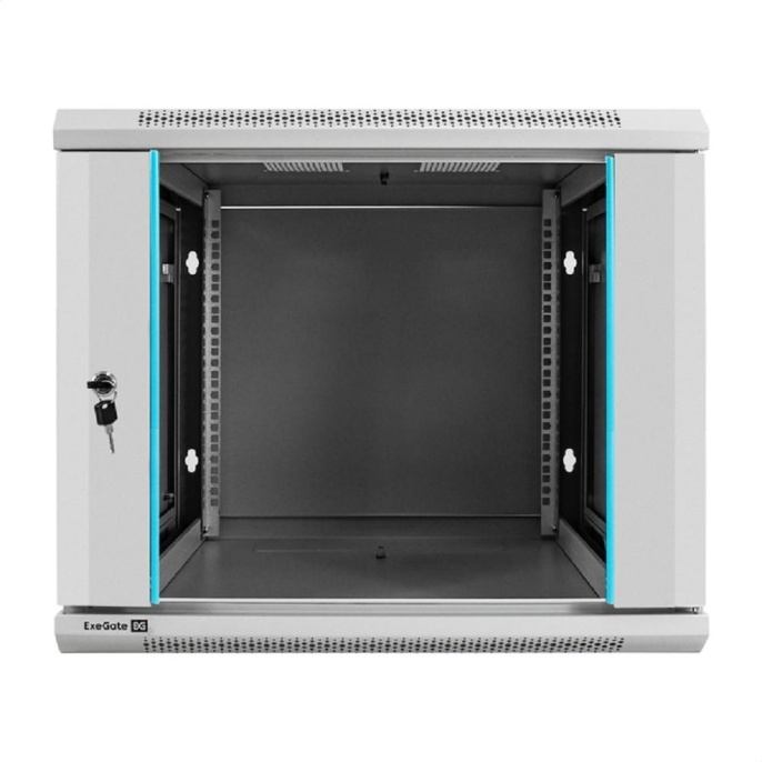 Шкаф телекоммуникационный 19" настенный 9U ExeGate EC-WM-9U.600.G.GREY (19”, 9U, 600x600x500mm (ШхГхВ), передняя дверь закаленное стекло, съемные боковые панели, пыле- и влагозащита IP23, светло-серый RAL 7035) EX298602RUS