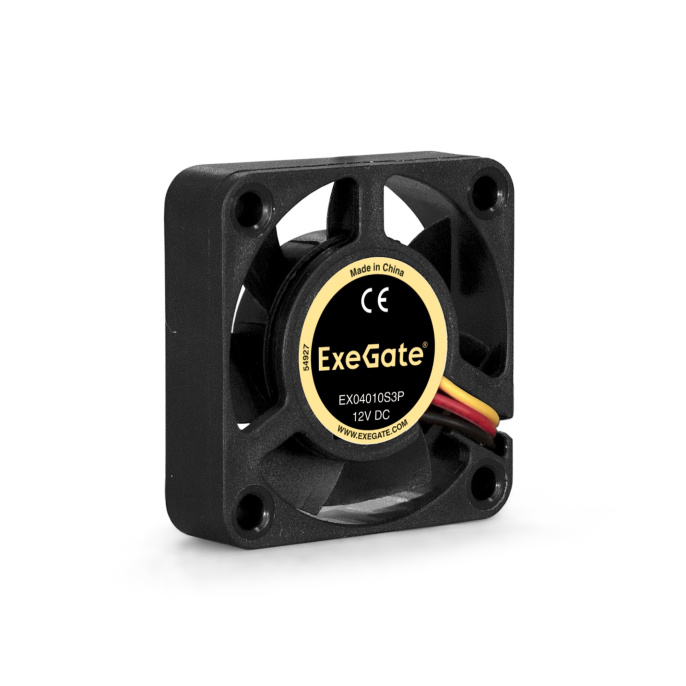 Вентилятор 12В DC ExeGate EX04010S3P (40x40x10 мм, Sleeve bearing (подшипник скольжения), 3pin, 5000RPM, 24dBA) EX166186RUS