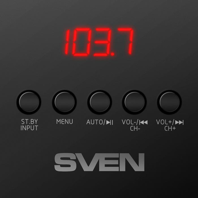Музыкальный центр SVEN MS-2080, черный 70 Вт, Bluetooth, пульт, дисплей, FM, USB, SD SV-018771