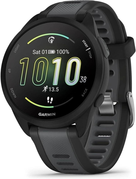 Смарт-часы Garmin Forerunner 165 30.4мм 1.2" AMOLED корп.черный рем.черный разм.брасл.:126-203мм 010-02863-20