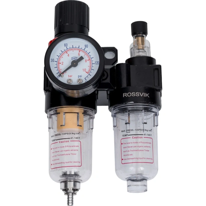 Фильтр регулятор с манометром и лубрикатором FR+L, F1/4" Rossvik F154/1.R