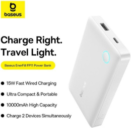 Внешний аккумулятор Baseus P1008210C213-00 EnerFill FP11 10000mAh 15W Moon White (Includes Simple Type-C to Type-C Cable 20V/3A 30cm) PPAP-1015-2