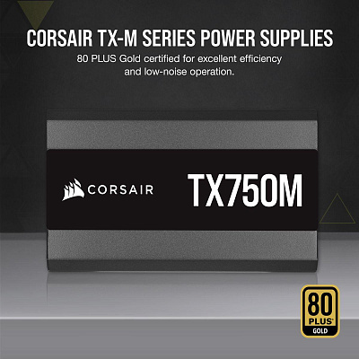 Блок питания Corsair ATX 750W TX750M 80+ gold (24+4+4pin) APFC 120mm fan 7xSATA Cab Manag RTL