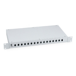 Cabeus FO-19-16SC Кросс бокс оптический 19" на 16 SC (LC duplex) со сплайс-кассетой и КДЗС (без пигтейлов и проходных адаптеров)