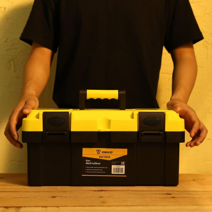 Ящик для инструментов Deko DKTB26 1отд. 6карм. желтый/черный 065-0831