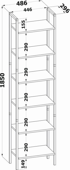 Стеллаж Сокол СТ-400 пол.:6 1850x486x296мм дуб сонома 00-00016207