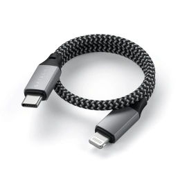Кабель Satechi USB-C to Lightning MFI Cable. Длина кабеля: 25 см. Цвет: серый космос. (ST-TCL10M)