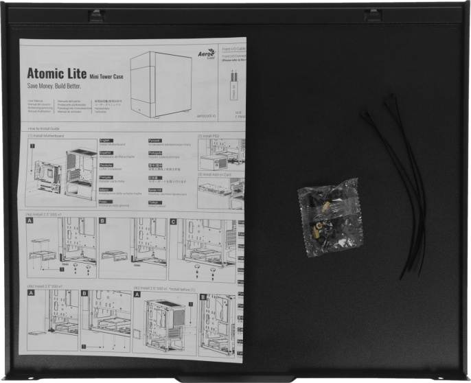 Корпус mATX Aerocool Atomic Lite-G-BK-v2, Mini-Tower, без БП,  черный [accs-pv33123.11]