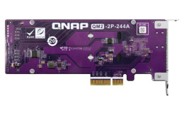 Плата расширения/ QNAP QM2-2P-244A 2 x M.2 22110 or 2280 PCIe Gen2 x 4 NVMe SSD slots expansion card, Low-profile bracket pre-loaded, Low-profile flat and Full-height are bundled shorter version to support TVS-x82/TS-x77 PCIe slot 2 & slot 3