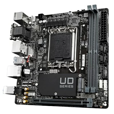 Мат. плата GIGABYTE H610I DDR4 (RTL) LGA1700 H610 PCI-E Dsub+HDMI+2xDP GbLAN SATA Mini-ITX 2DDR4