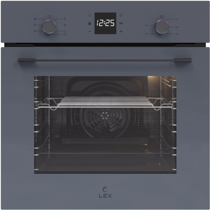 Духовой шкаф электрический LEX EDM 076 GR,  60л,  дверца с 2 стеклами,  серый