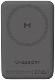Мобильный аккумулятор Magssory PBN013m 10000mAh QC/PD 15W 3A USB-C беспров.зар. серый