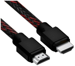 Кабель 1.5m HDMI 2.0, BICOLOR черно-красный нейлон, Ultra HD, 4K 60 fps 60Hz/5K*30Hz, 3D, AUDIO, 18.0 Гбит/с, 28AWG 4PH-R90016