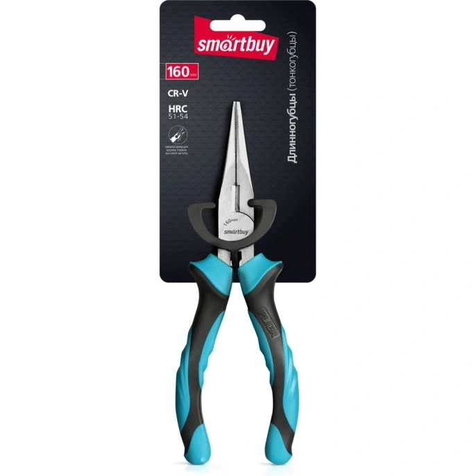 Длинногубцы Smartbuy 160мм, 2х-компонентная рукоятка, СR-V сталь SBT-PLL-160P1
