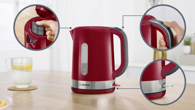Чайник электрический Bosch TWK6A514 1.7л. 2200Вт красный корпус: пластик