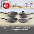 Сковорода ВОК WOK Tefal Natural Cook 04211628 круглая 28см покрытие: Mineralia ручка несъемная без крышки серый 9100046098