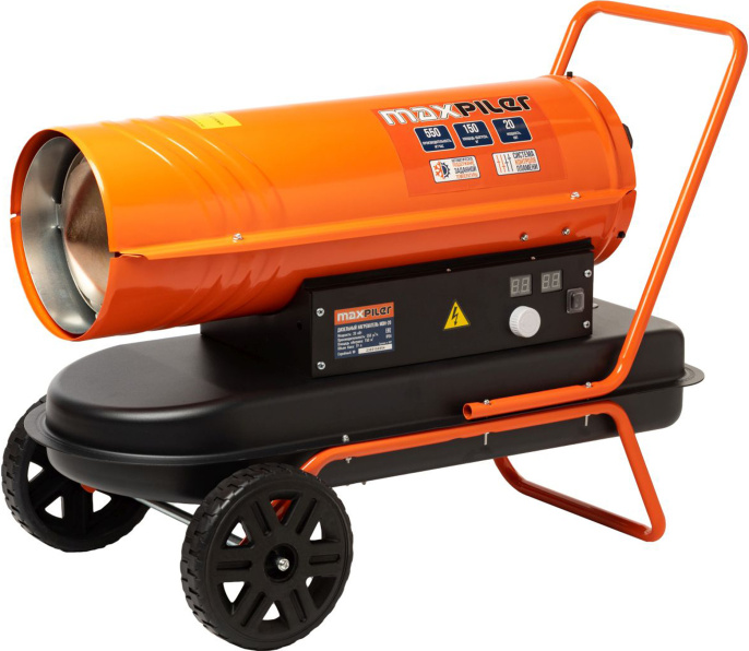 Тепловая пушка дизельная MaxPiler MDH-20 (20 кВт, производительность: 550 м³/ч, обогрев: 150 м², бак: 19 л)
