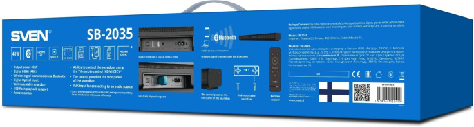 Саундбар Sven SB-2035 SV-022419 40 Вт, Bluetooth, режим вопроизведения: стерео, диапазон частот: 80-20000 Гц, размер динамиков: 78x40 мм, разъемы: AUX, HDMI, SPDIF Optical , пульт ДУ