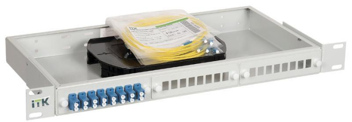 1U кросс укомплектованный: LC duplex 24шт; OS2 FOBX24-1U-24LCUD09