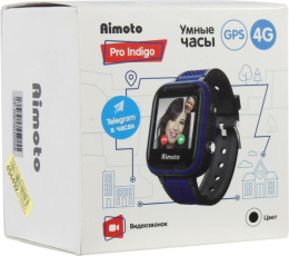 Смарт-часы Кнопка Жизни Aimoto Pro Indigo 4G,  1.44",  черный/синий/черный/синий [9500102]