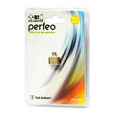 Perfeo adapter USB на micro USB c OTG (PF-VI-O003 Gold) золотой [PF_5045]