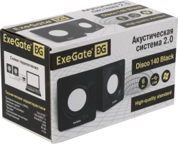 Акустическая система 2.0 ExeGate Disco 140 Black питание USB, 2х3Вт 6Вт RMS , 100-20000Гц, черный, Color Box EX287057RUS