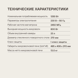 Микроволновая Печь Rondell RDE-MW236 23л. 800Вт черный