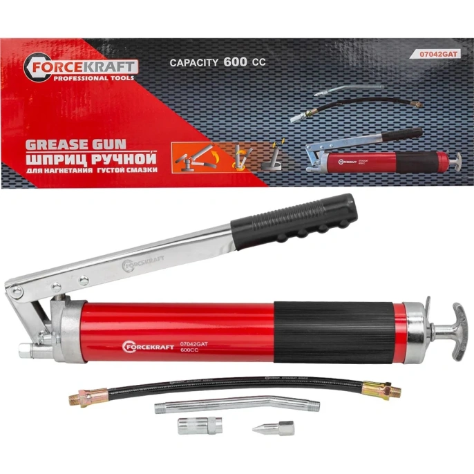 Шприц ручной для нагнетания густой смазки FORCEKRAFT 600мл FK-07042GAT(57296)