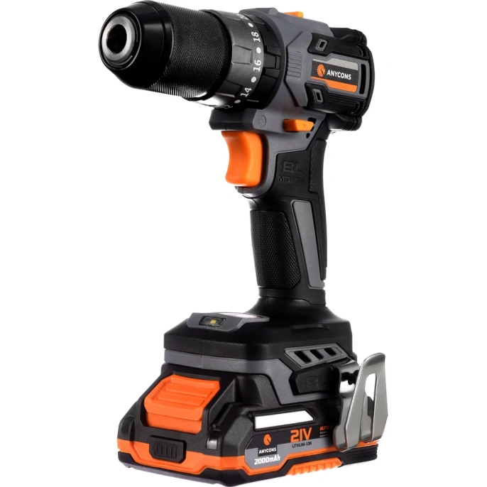 Бесщеточная ударная дрель-шуруповерт Anycons 50Нм, 21В, 2 акб, AC-D21012 AC-ID2101