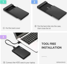 Внешний корпус для жесткого диска UGREEN US221 50743 USB-C 3.1 To 2.5'' SATA Hard Drive Enclosure. Цвет: черный (50743_)