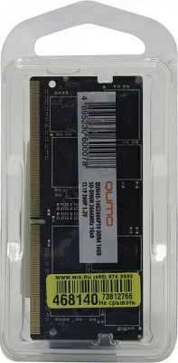 Память оперативная QUMO QUM4S-16G2666P19 DDR4 SODIMM 16Gb PC4-21300 CL19 (for NoteBook)