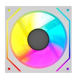 Powercase Вентилятор M52-12W ARGB White120x120x25mm PWM, 100шт./кор, 4pin PWM M+F + 3pin ARGB M+F , 600-1800±10% об/мин Bulk