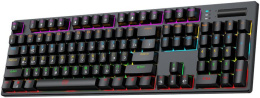 Клавиатура HAFF Synthblood (KBD-MK101) (механическая, проводная: USB, 108 клавиш, SNK switch (red), RGB- подсветка, LED Logo Screen, 1.6м плетеный кабель, цвет: черный/красный)