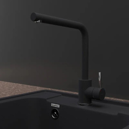Смеситель GRANFEST GRANFEST QUARZ Смеситель для кухни, Г-образный, черный