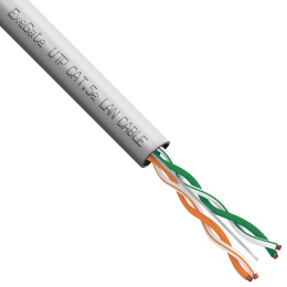 Кабель ExeGate UTP-2-C5e-CU-S24-IN-PVC-GY-305-FLUKE UTP 2 пары кат.5e медь, 0.5мм (24AWG), FLUKE® test pass, 305м, серый, PVC EX281821RUS