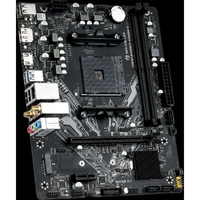 MAXSUN MS-Challenger A520M-K WIFI Socket AM4, mATX, 4*DDR4 64Gb , DP/HDMI, 3*SATA3, 1*M.2, 1*PCIEx16/1*PCIEx1, 4*USB2.0, 2*USB 3.0, LAN 1*1G, Bluetooth, Wi-Fi 802.11ac, RTL