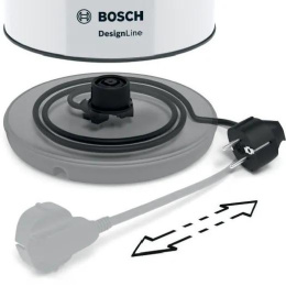 Электрочайник Bosch TWK3P421 (мощность: 2400 Вт, объем 1.7 л, съемный фильтр, автоматическое отключение при закипании, защита от перегрева, цвет белый/черный)