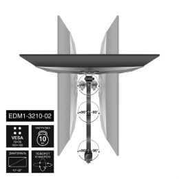 Кронштейн для монитора 13"-32" настольный ExeGate EDM1-3210-02 VESA 75х75, 100х100 мм, макс. нагрузка 10 кг; наклон -90°/+90°, поворот -90°/+90°, вращение: 360°, 2 способа крепления: сквозное и струбцина, цвет черный EX297360RUS
