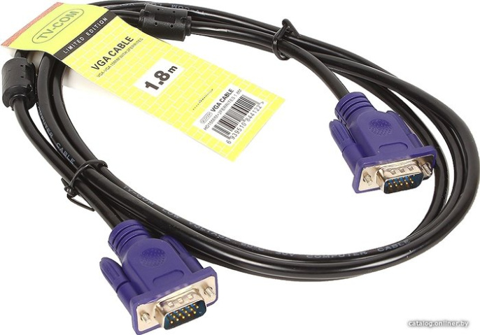 TV-COM Кабель соединительный QCG120H-1.8M SVGA 15M/M 1,8m 2 фильтра