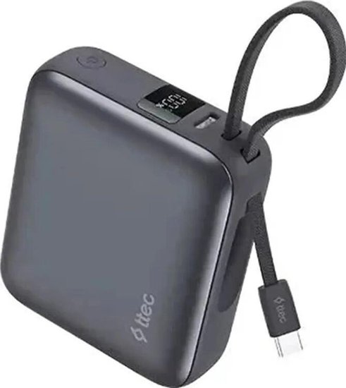 Внешний аккумулятор TTEC 2BB232GR ReCharger Mini LCD 10000mAh USB-C PD 35W Powerbank со встроенным кабелем USB-C. Цвет: серый