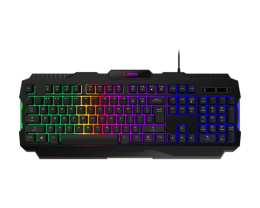 Клавиатура проводная Keyboard MSI FORGE GK100, Wired, RGB lighting, Anti-ghosting Capability, Black (S11-04RU252-HH9)
