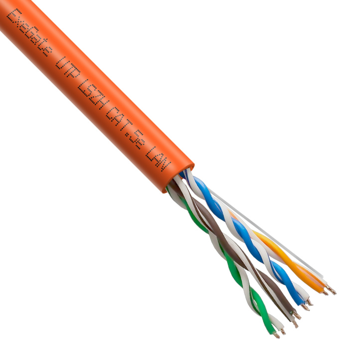 Кабель ExeGate UTP4-C5e-CCA-S24-IN-LSZH-OR-305 UTP 4 пары кат.5e CCA, 0.5мм (24AWG), LSZH, 305м, оранжевый EX256747RUS