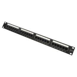 Патч-панель 19" NEOMAX [NM-PP-1U24P-UC5E-D-101-BK] 1U, 24 порта, кат.5E, UTP, Dual IDC, цвет черный