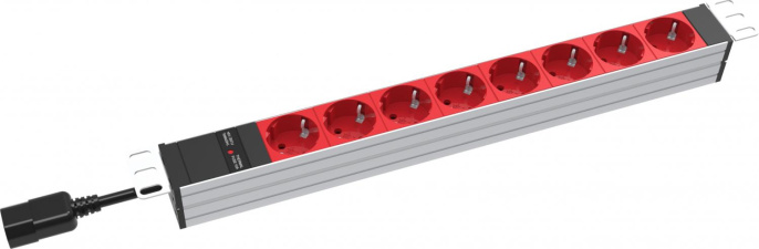 Блок распределения питания RAKTEK RTSA1608S14,  горизонт.размещ.,  SchukoХ8,  Тип вход. тока 16A,  2м